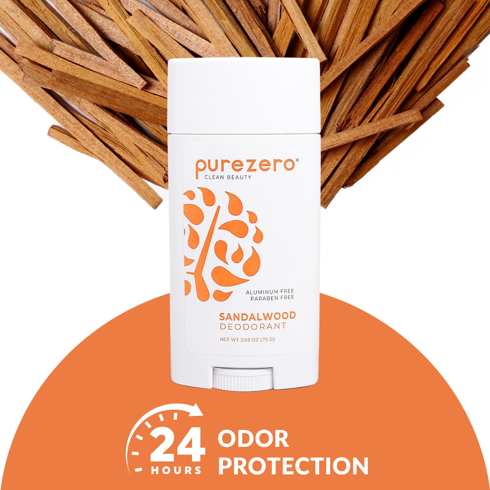 Purezero Sandalwood Deodorant ingredients blend with shea butter for hydrated skin