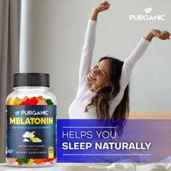 Nutrition facts and ingredients panel for Purganic Melatonin Gummies