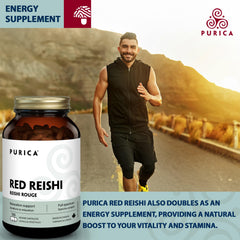 Red Reishi mushroom imagery for Purica supplement