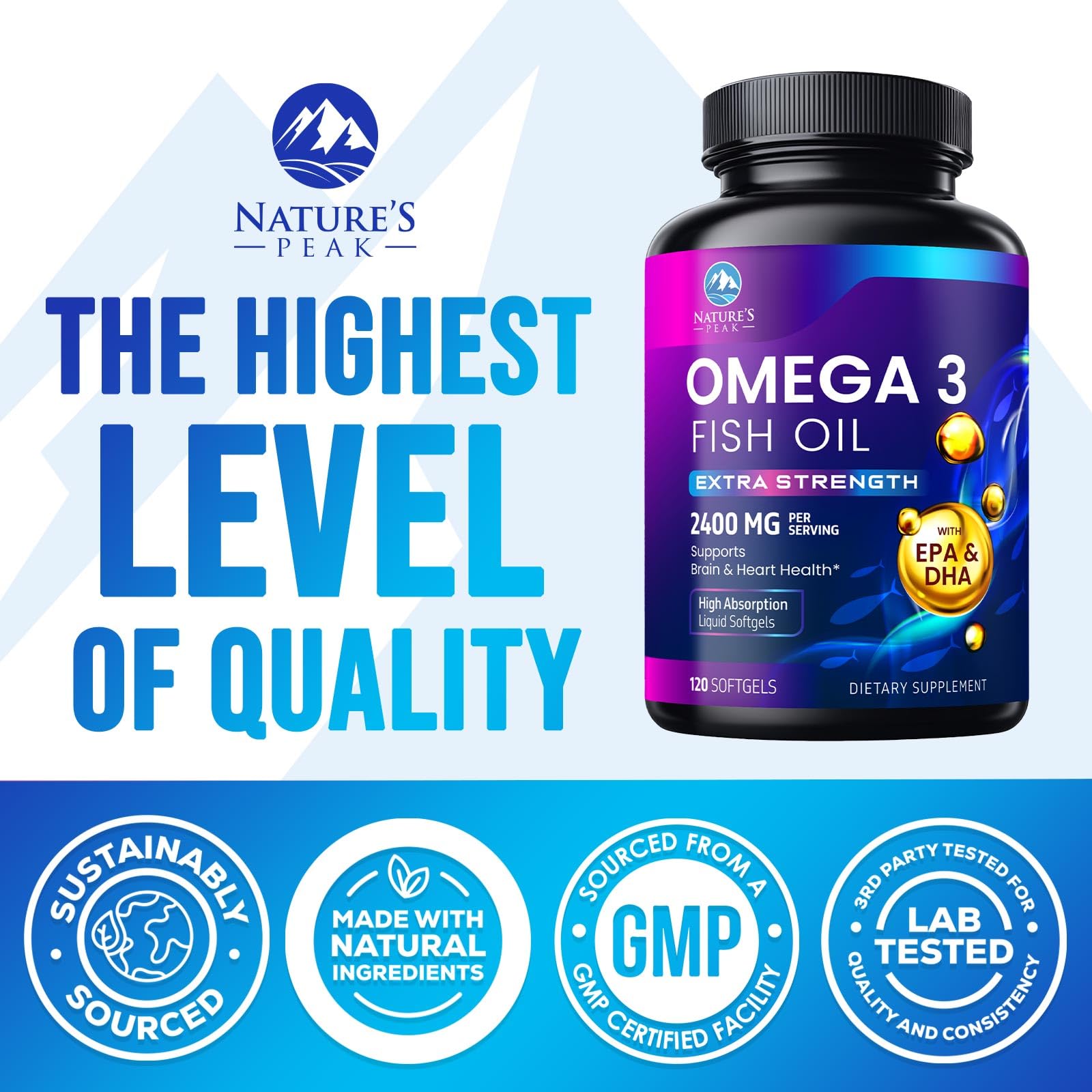 Purified fish oil softgels for easy swallowing
