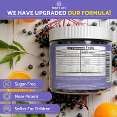 Ingredients and allergen-free statement for Purify Life gummies