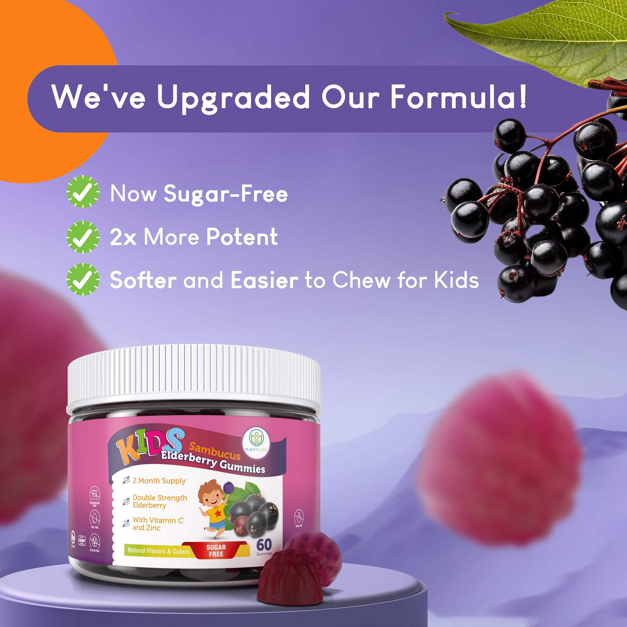 Elderberry gummies ingredients list graphic