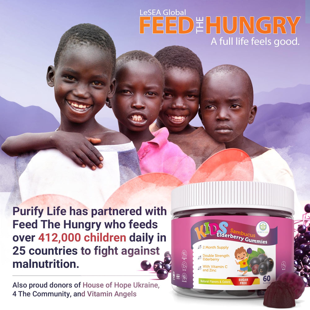 60-count bottle packaging of Purify Life elderberry gummies