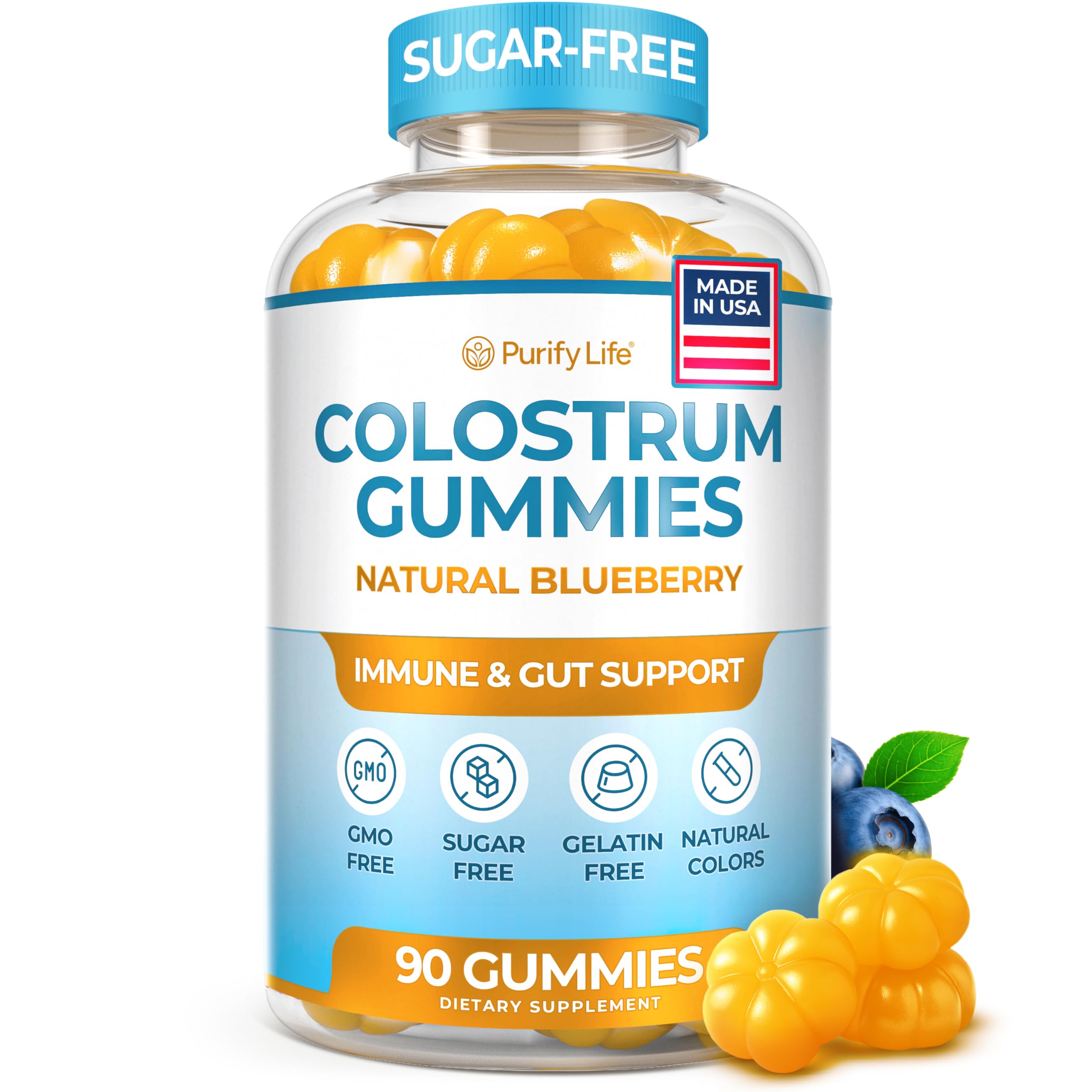 Hero image: Purify Life Sugar-Free Colostrum Gummies 1500mg