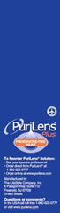 Close-up of Purilens Plus preservative-free saline solution bottle