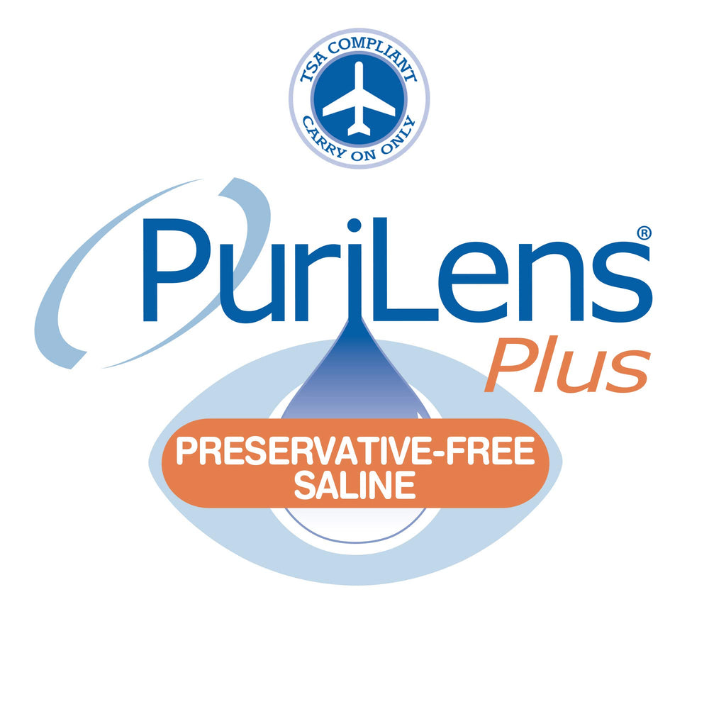 Purilens Plus Preservative-Free Saline 120ml packaging and bottles
