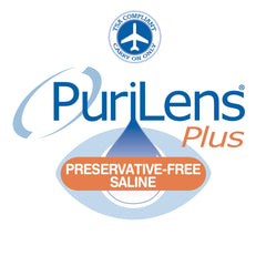 Purilens Plus Preservative-Free Saline 120ml packaging and bottles