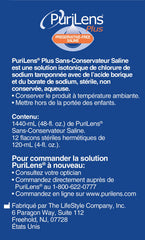 Purilens Plus saline used to rinse contact lens