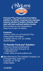 Close-up of Purilens Plus bottle with eye care theme