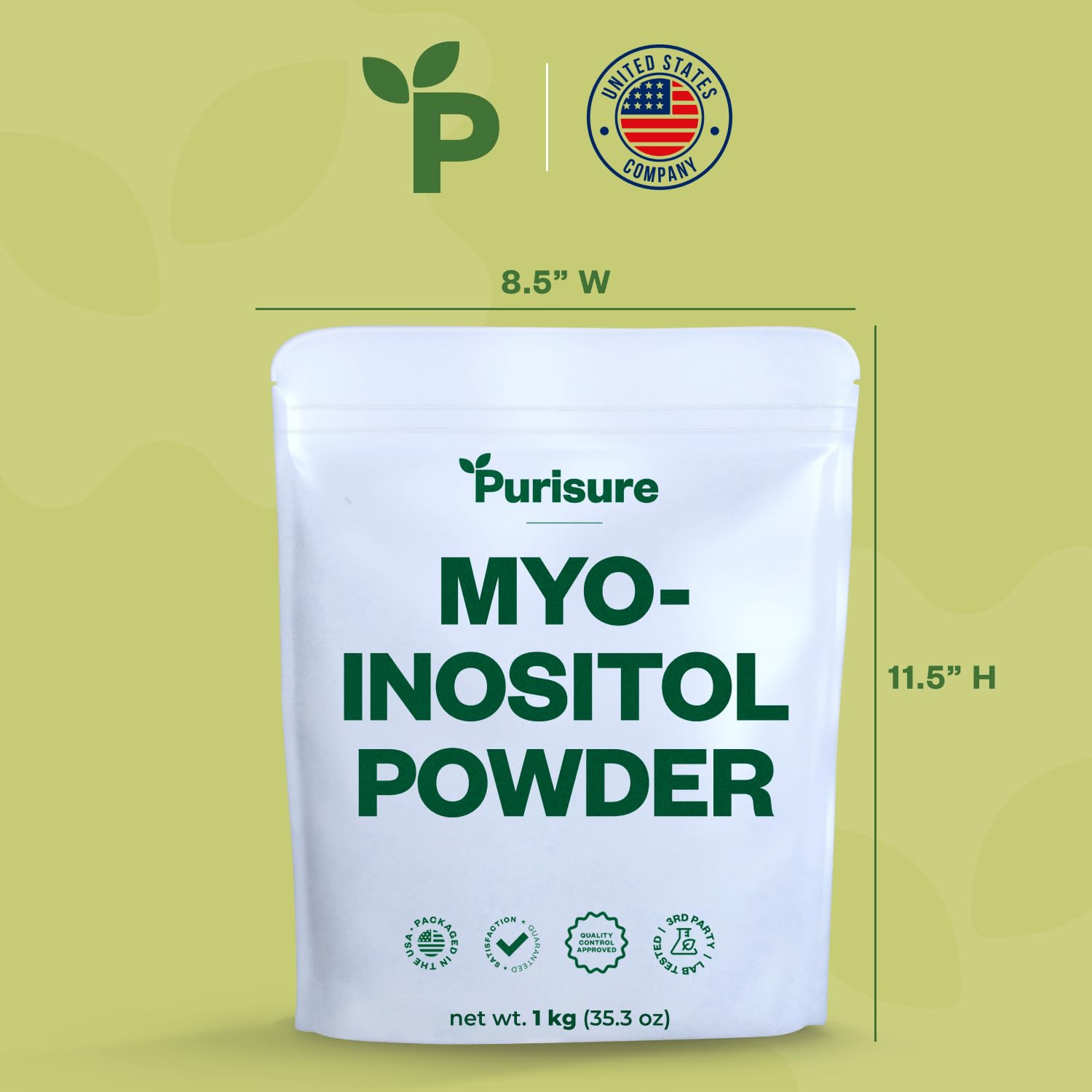 Lifestyle image highlighting vegan, non-GMO Purisure Myo-Inositol Powder 1kg