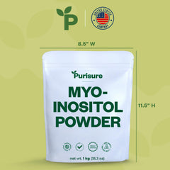 Lifestyle image highlighting vegan, non-GMO Purisure Myo-Inositol Powder 1kg