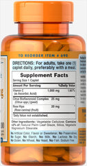 Close-up of Puritan's Pride 1000 mg Vitamin C label