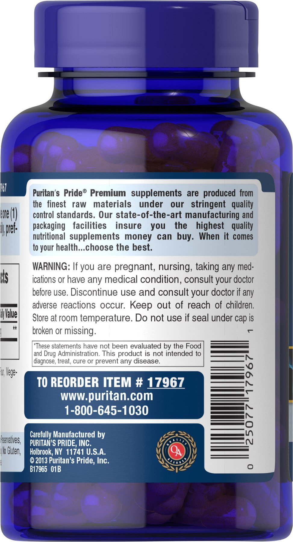 Blister of Puritan's Pride Alpha Lipoic Acid 600 Mg 120 count