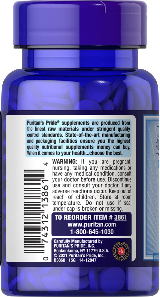 Close-up of Puritan's Pride B-12 microlozenges packaging