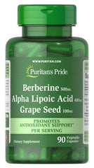 Puritan's Pride Berberine Alpha Lipoic Acid & Grape Seed bottle label