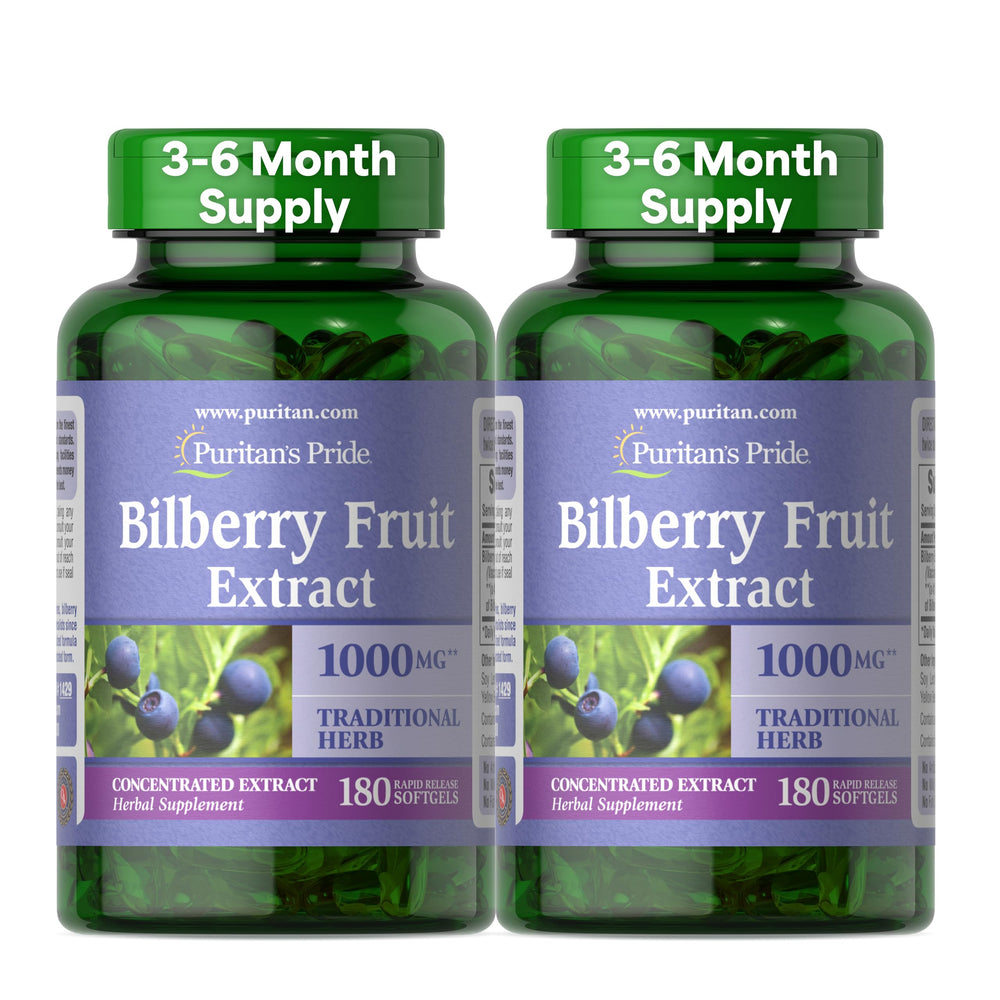 Puritan's Pride Bilberry 4:1 extract 250 mg per softgel (from 1000 mg Bilberry)