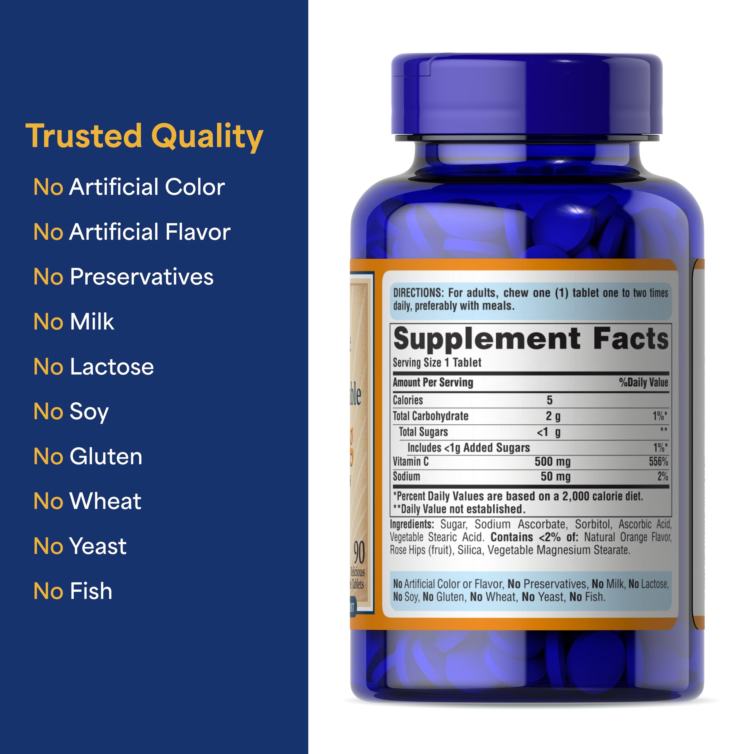 Packaging of Puritan's Pride Vitamin C chewables with Rose Hips