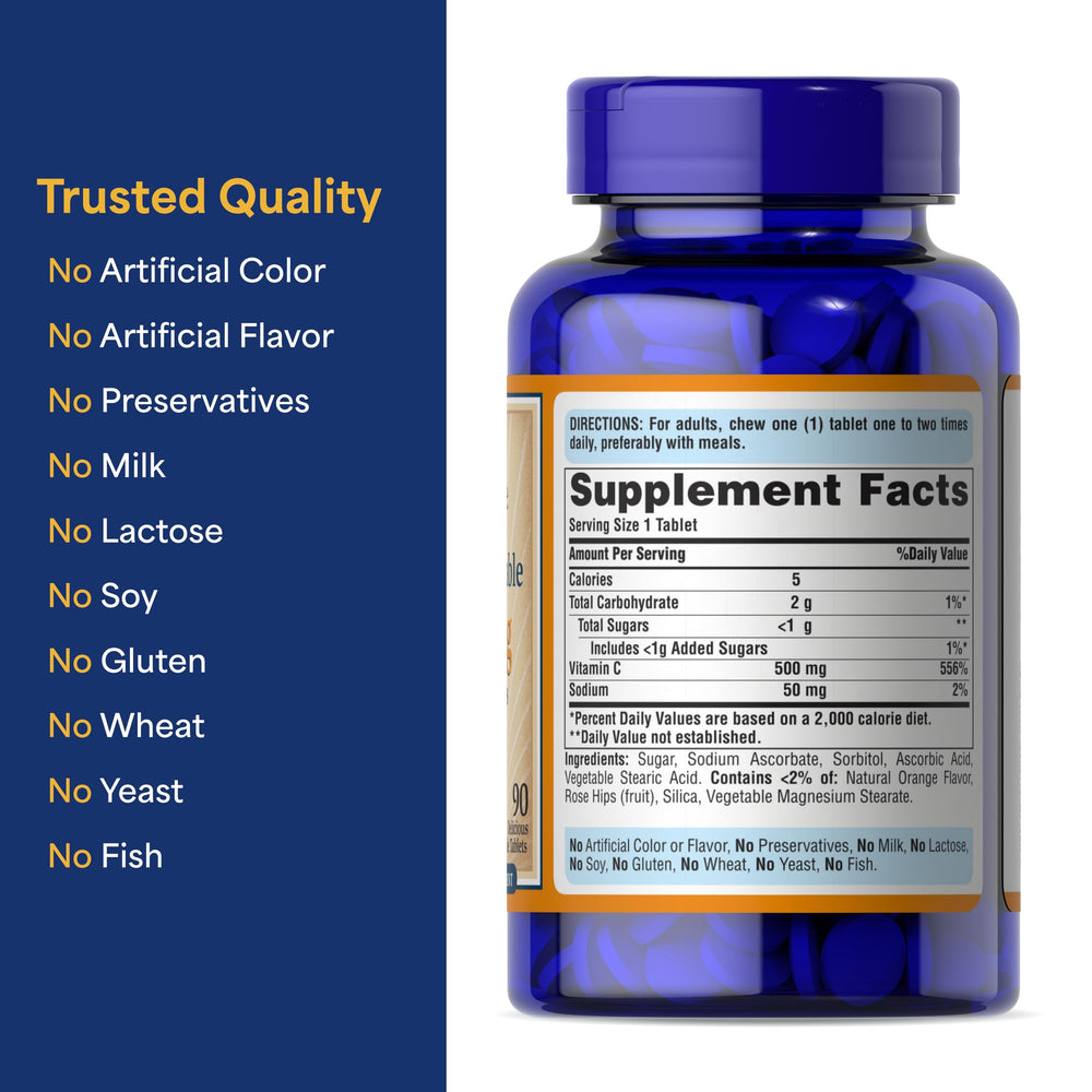 Packaging of Puritan's Pride Vitamin C chewables with Rose Hips