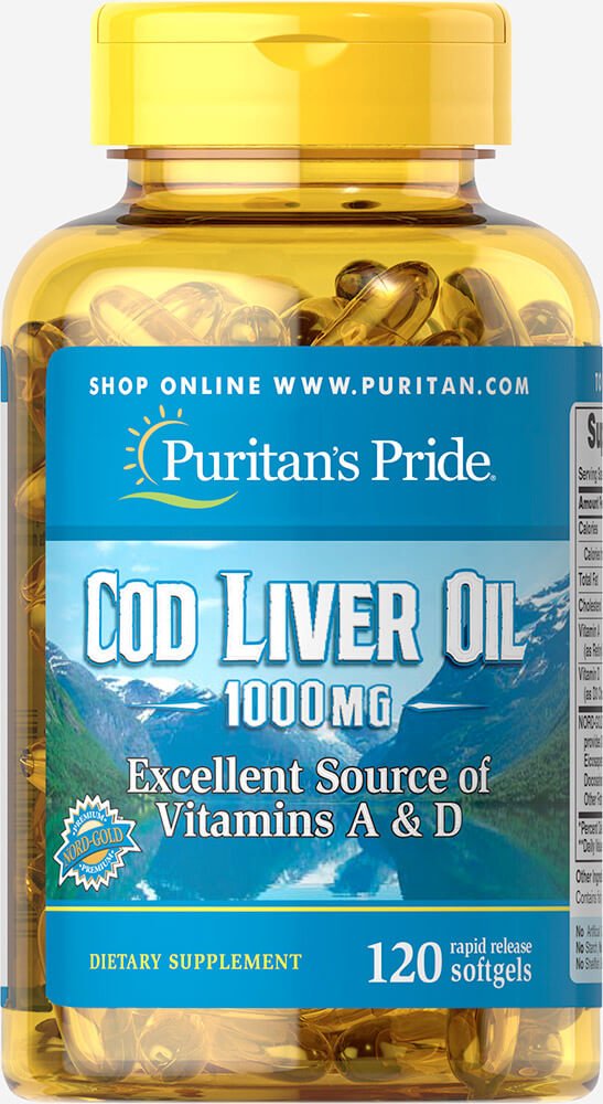 Puritans Pride Cod Liver Oil 1000 mg bottle - 120 count