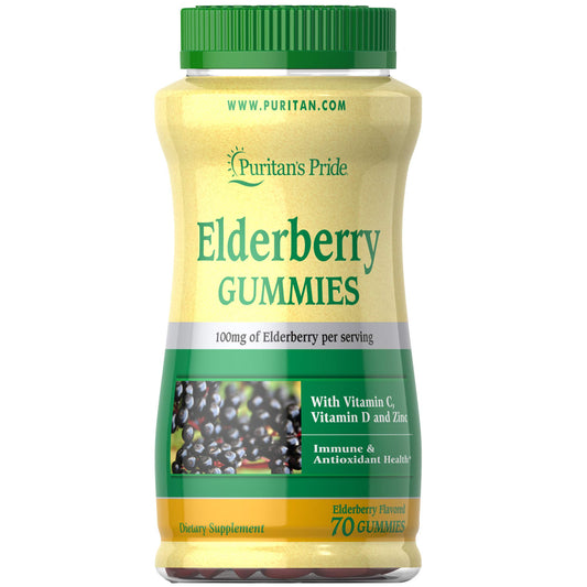 Puritan's Pride Elderberry Gummies 70 Count bottle - front view