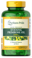 Puritan's Pride Evening Primrose Oil 1300 mg Softgels, 120 count - gluten-free and soy-free