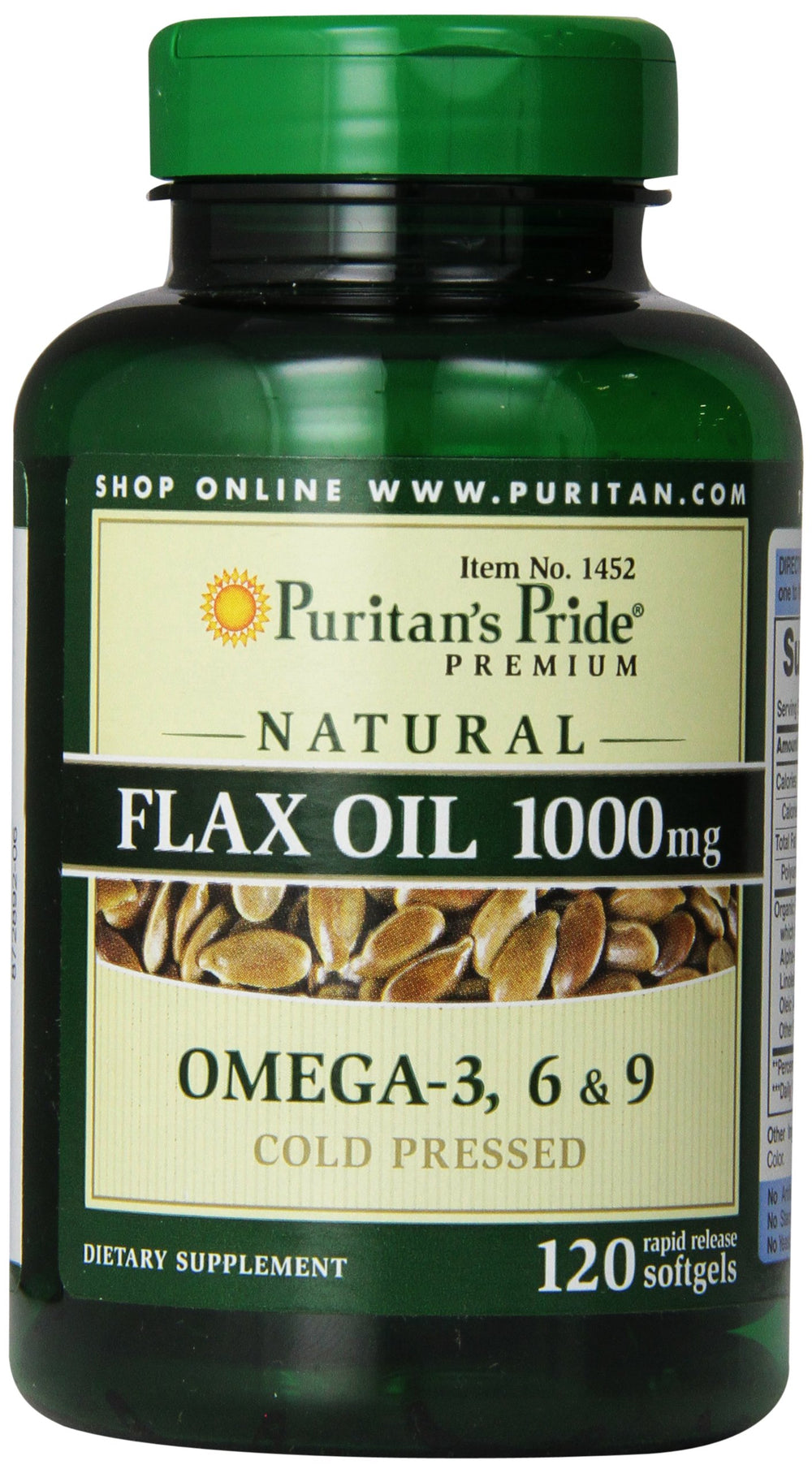 Puritan's Pride Flax Oil bottle 1000 mg