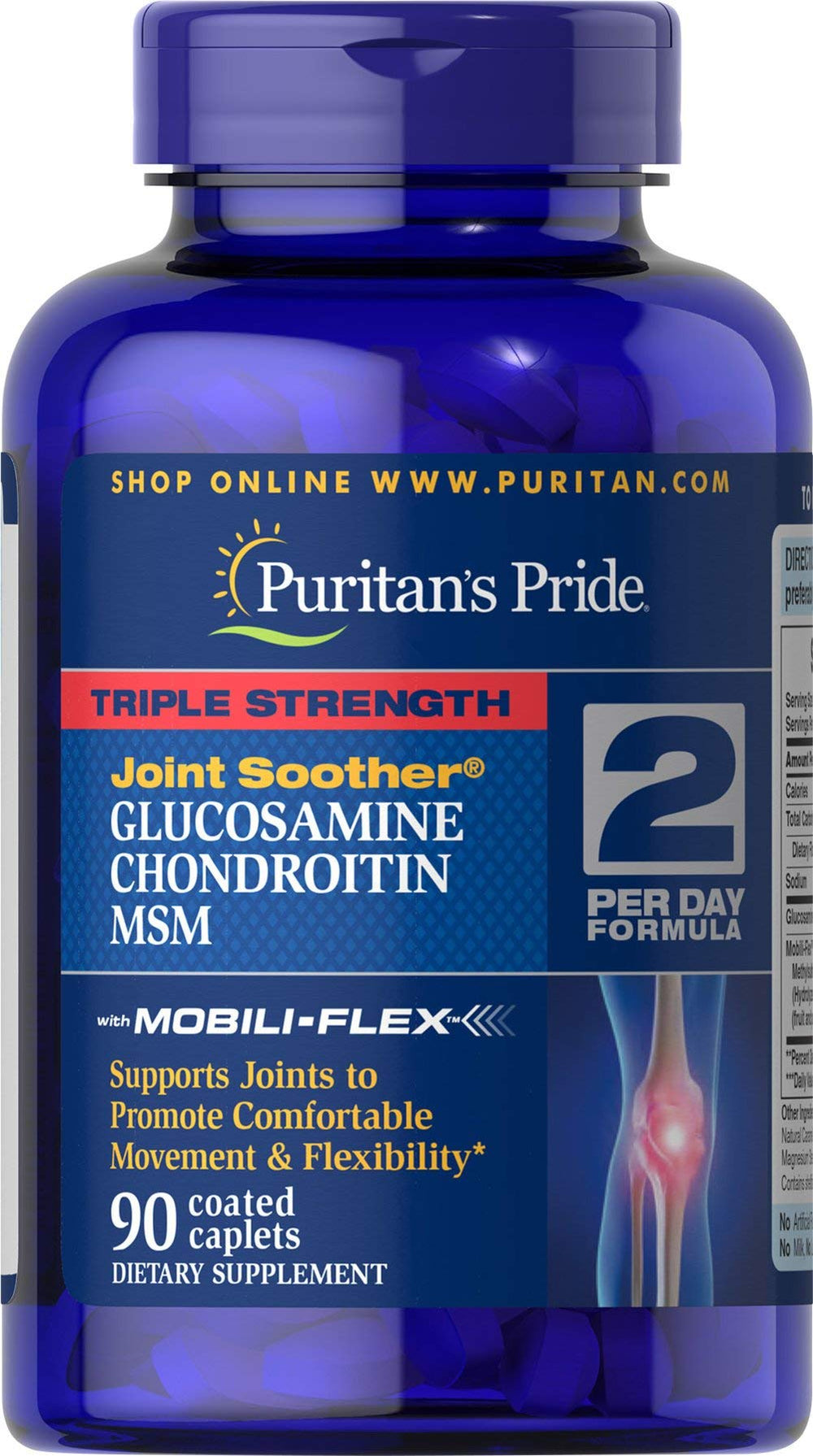 Puritan's Pride Joint Soother – Glucosamine, Chondroitin & MSM, 90 coated caplets