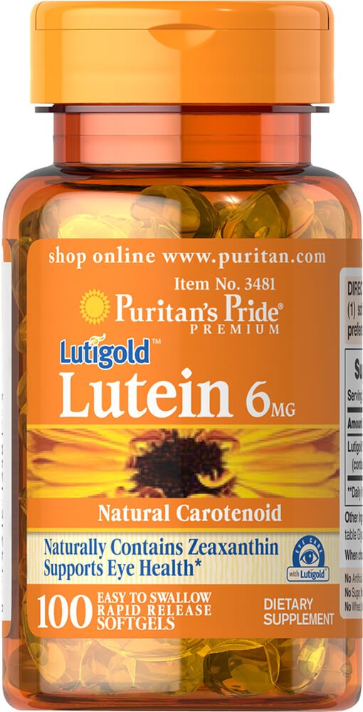 Puritans Pride Lutein 6 mg with Zeaxanthin Softgels - 100 Count bottle