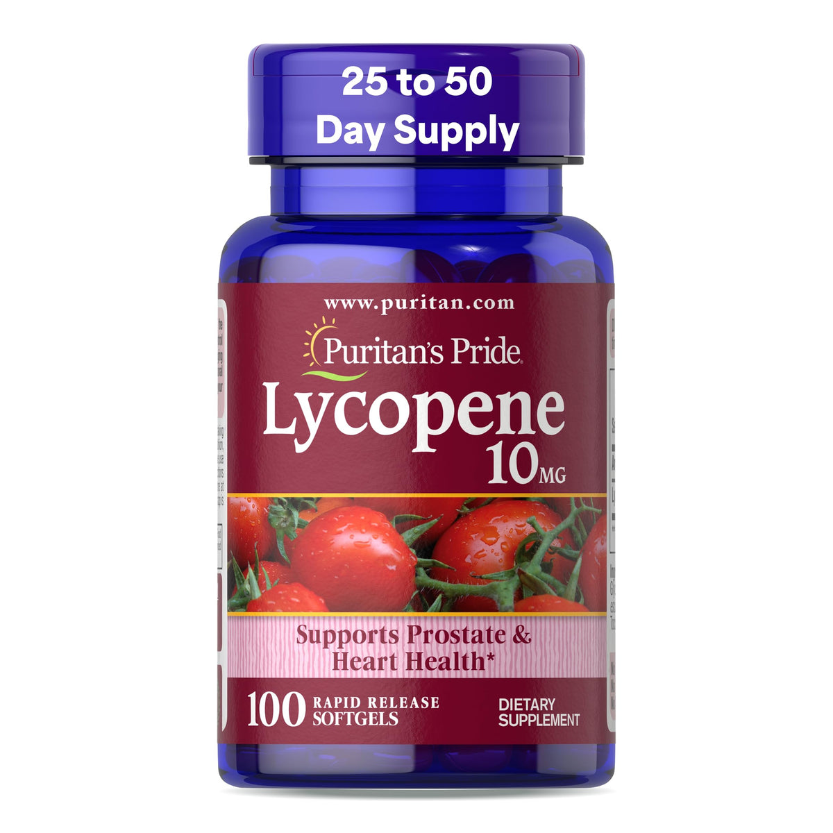 Puritan's Pride Lycopene 10mg softgel bottle front view