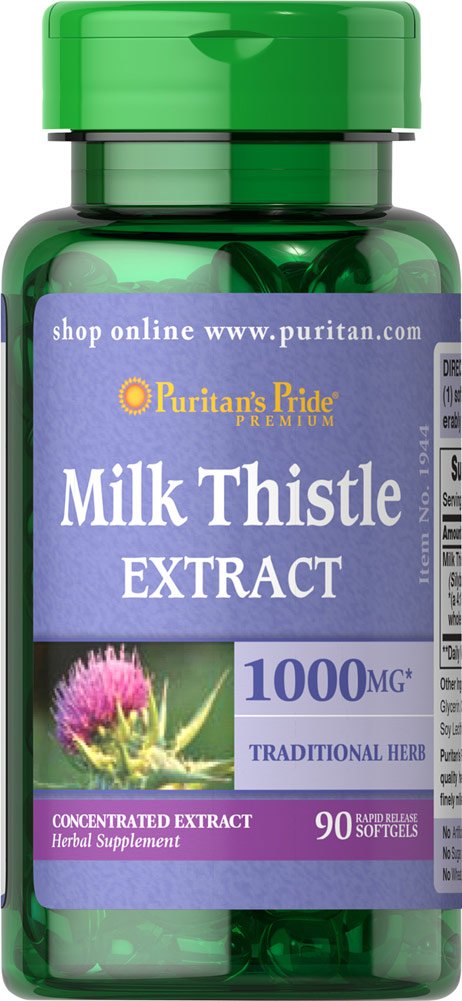 Puritan's Pride Milk Thistle 1000mg bottle label