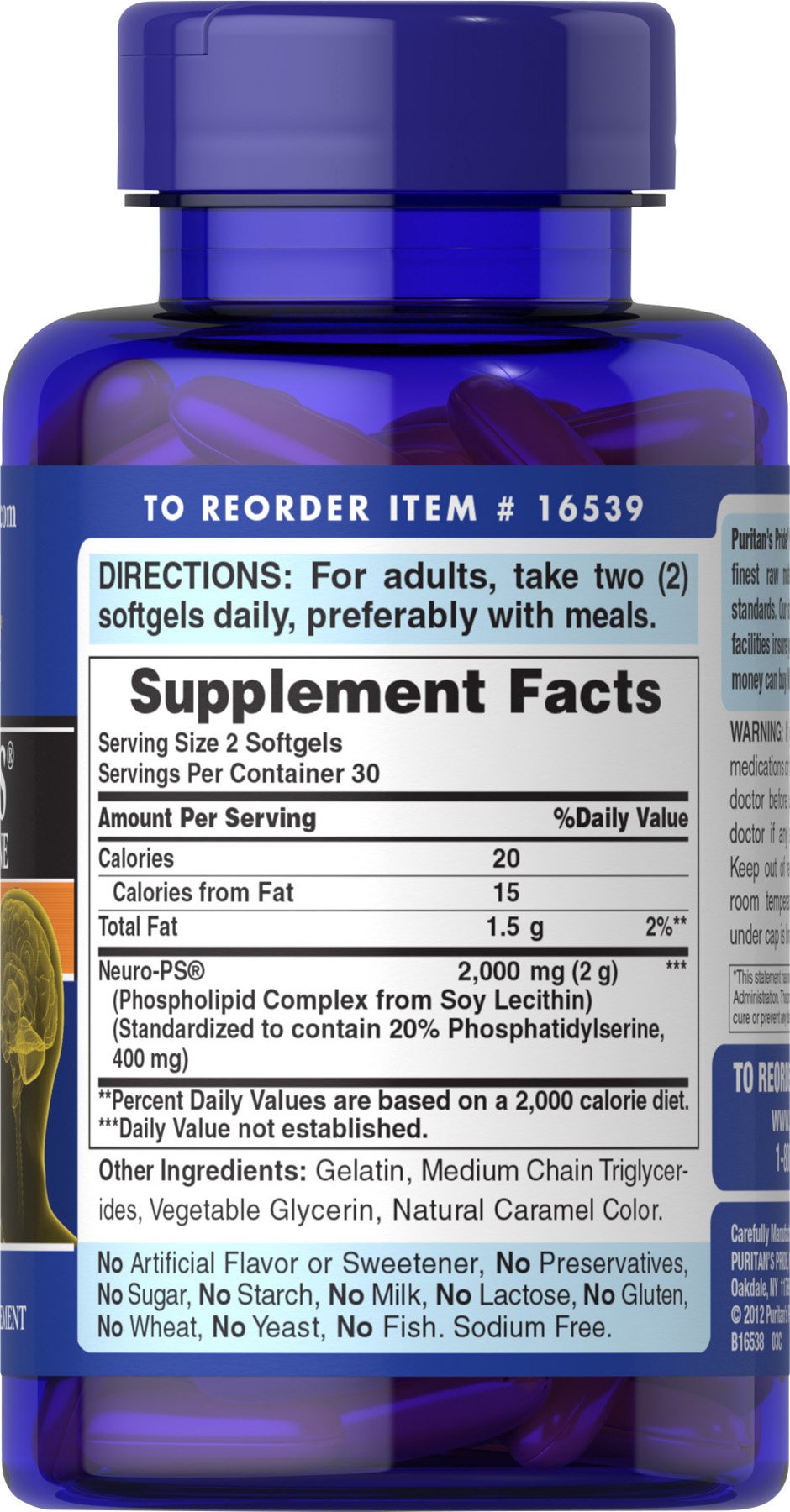 Puritans Pride Neuro-PS bottle with packaging