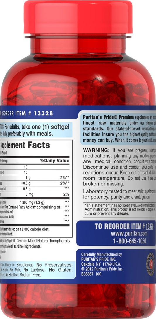 Omega-3 Fish Oil 1200mg softgels container close-up