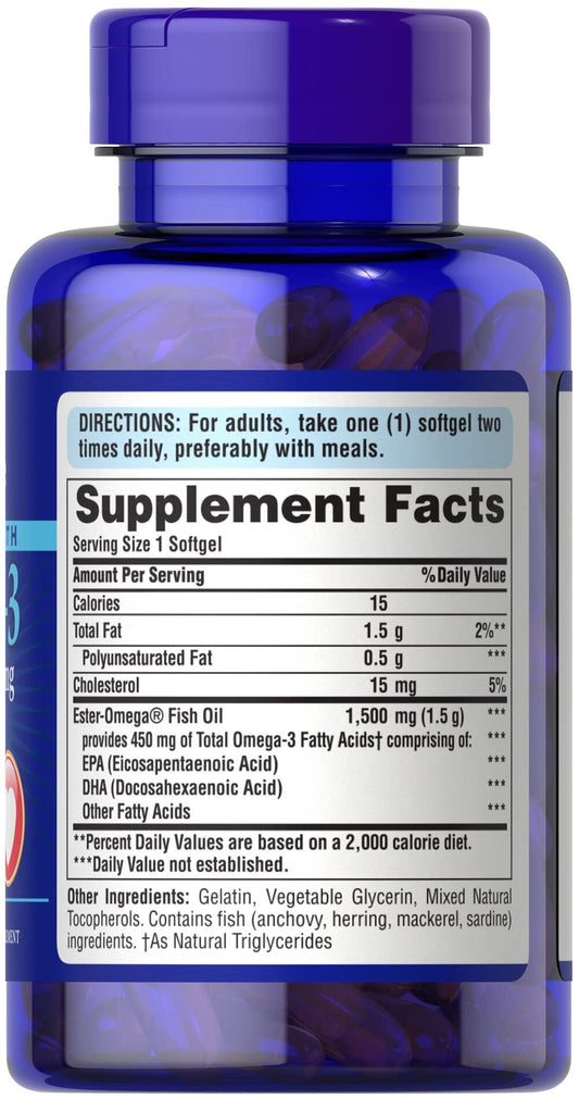 Puritans Pride Omega-3 Softgels 1500 mg - EPA/DHA 450 mg per serving