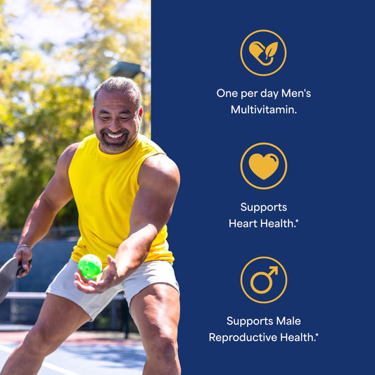 Close-up of Puritan's Pride One Daily Men's Multivitamin packaging