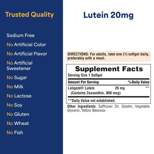 Close-up of orange lutein softgels