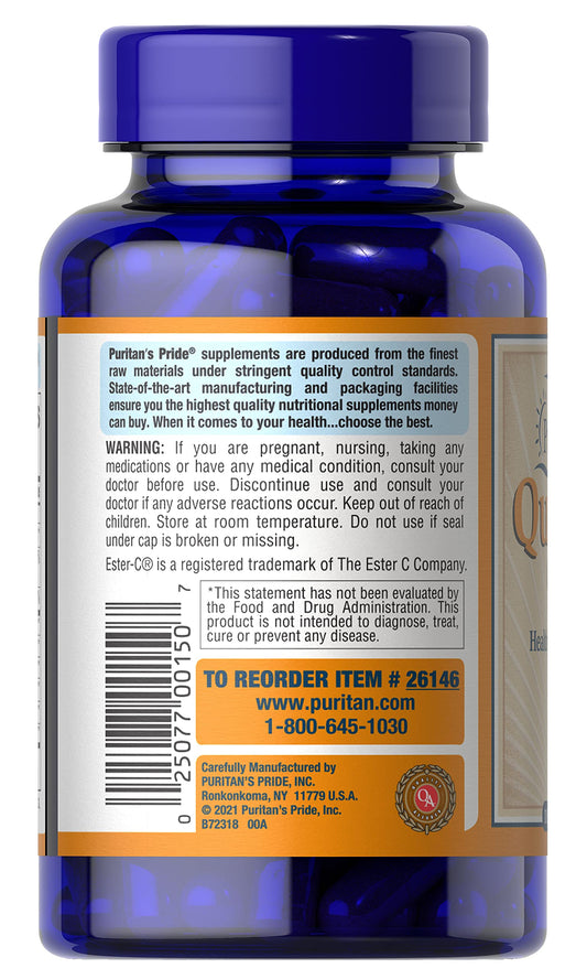 Close-up of Puritan's Pride Quercetin Complex bottle