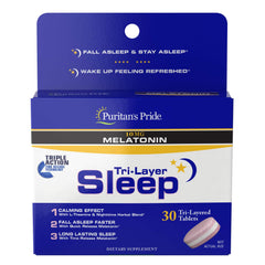 Bottle of Puritan's Pride Tri-Layered Sleep Tablets, 30 count