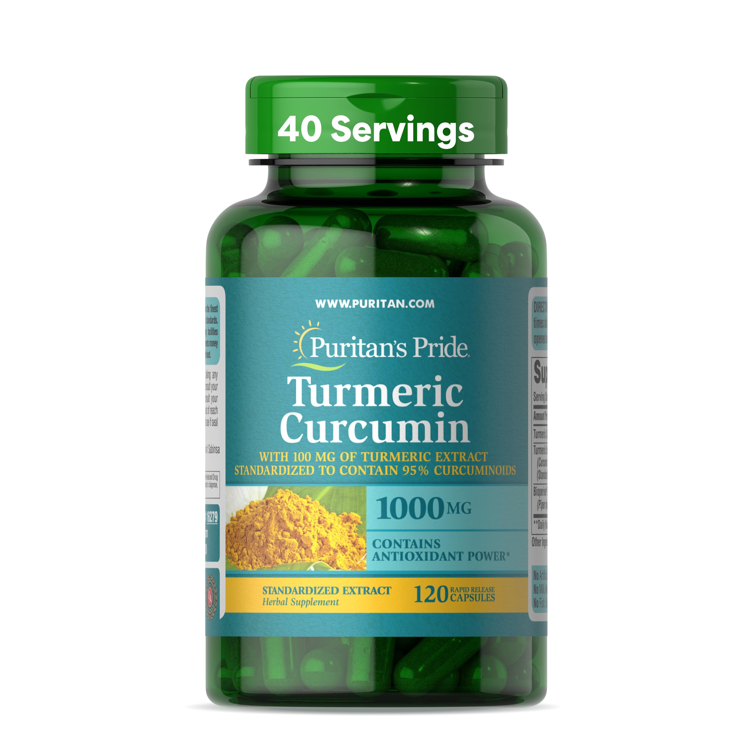 Puritan's Pride Turmeric Curcumin 1000 mg bottle with 120 capsules