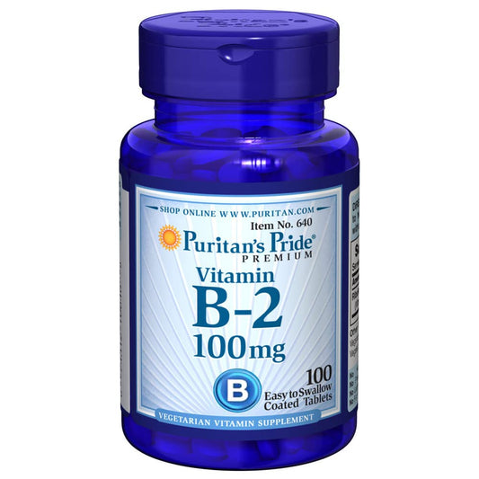 Puritans Pride Vitamin B-2 100 mg tablets bottle front view