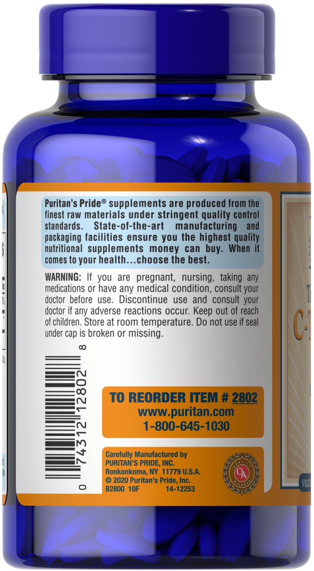 Vitamin C 1500 mg with Rose Hips Caplets capsules close-up