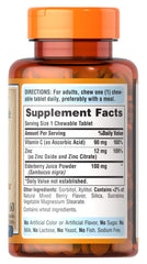Front view of Puritan's Pride Vitamin C with Elderberry & Zinc chewables bottle – 60 count