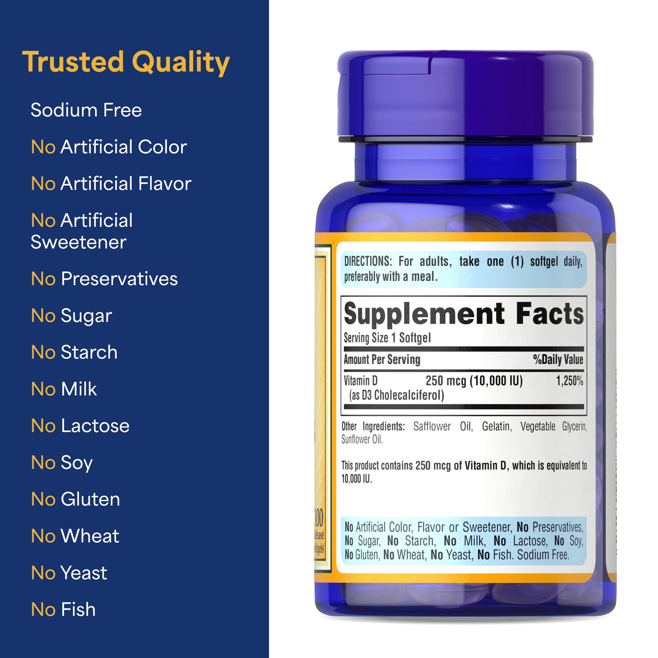 Close-up of rapid-release Vitamin D3 softgel capsule