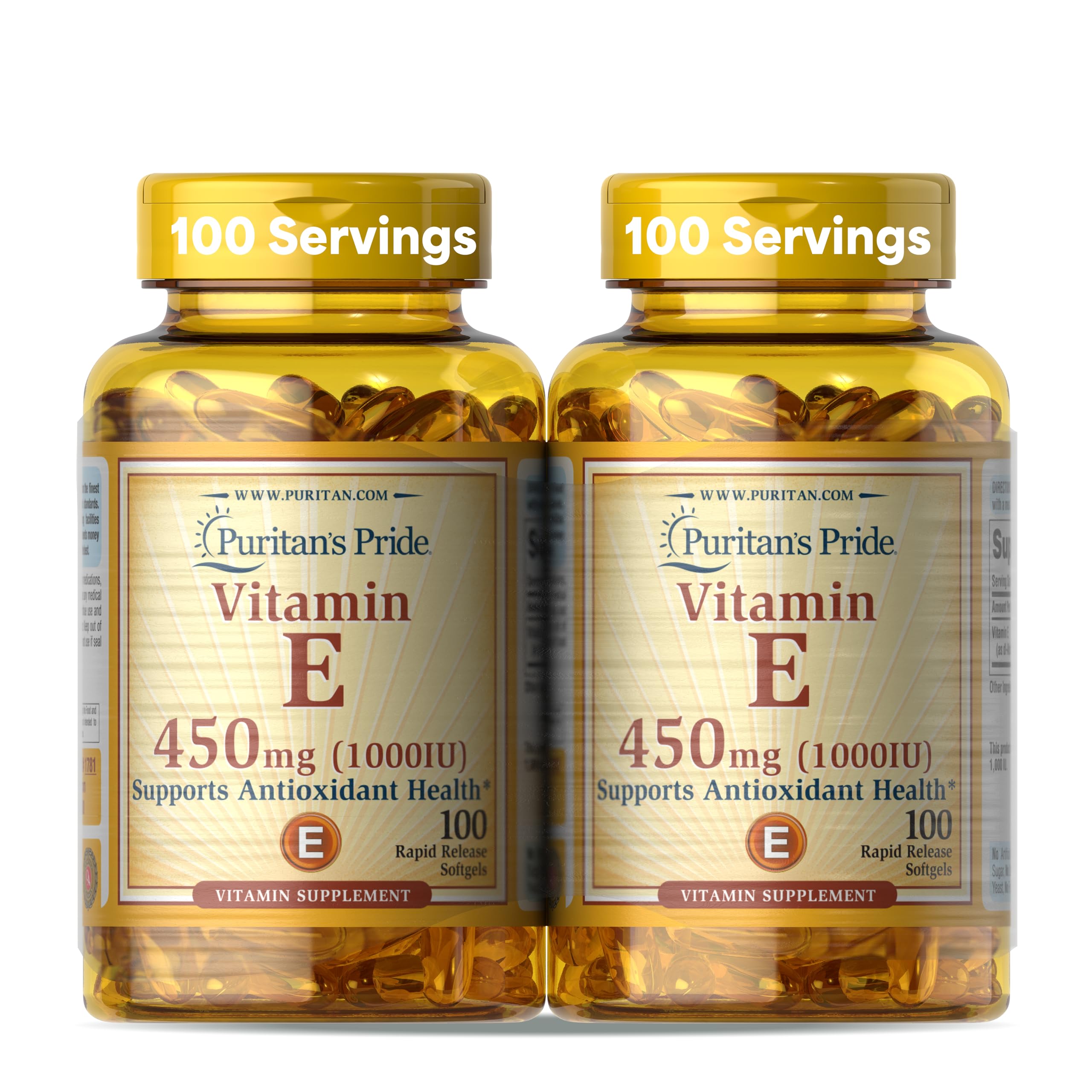 Puritan's Pride Vitamin E 2-pack bottle — front view