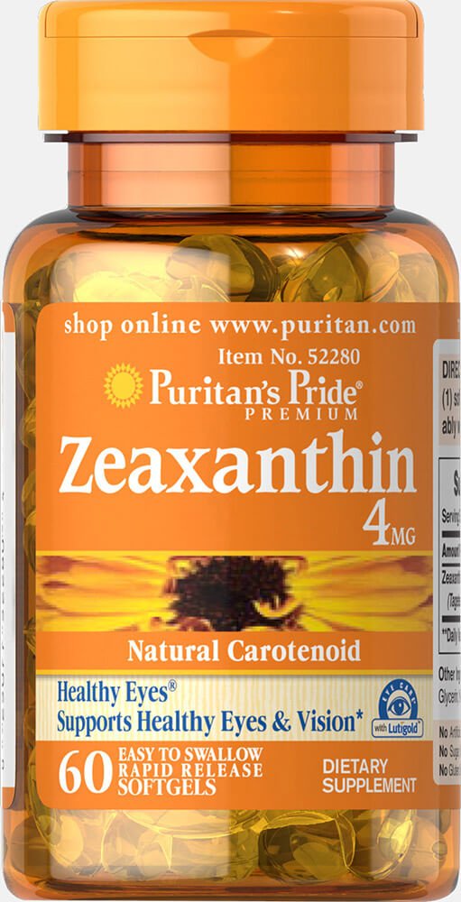 Puritan's Pride Zeaxanthin 4 mg softgels product image - 60 softgels - eye health