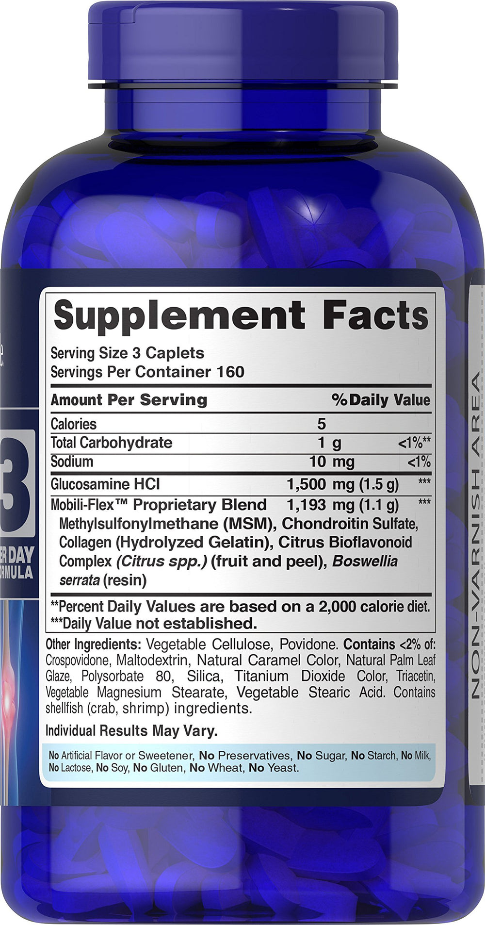 Glucosamine, chondroitin and MSM capsules on white background