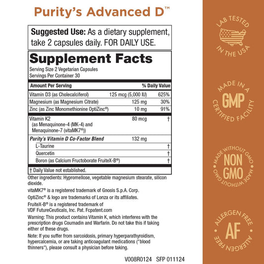 Close-up of Advanced D supplement capsules