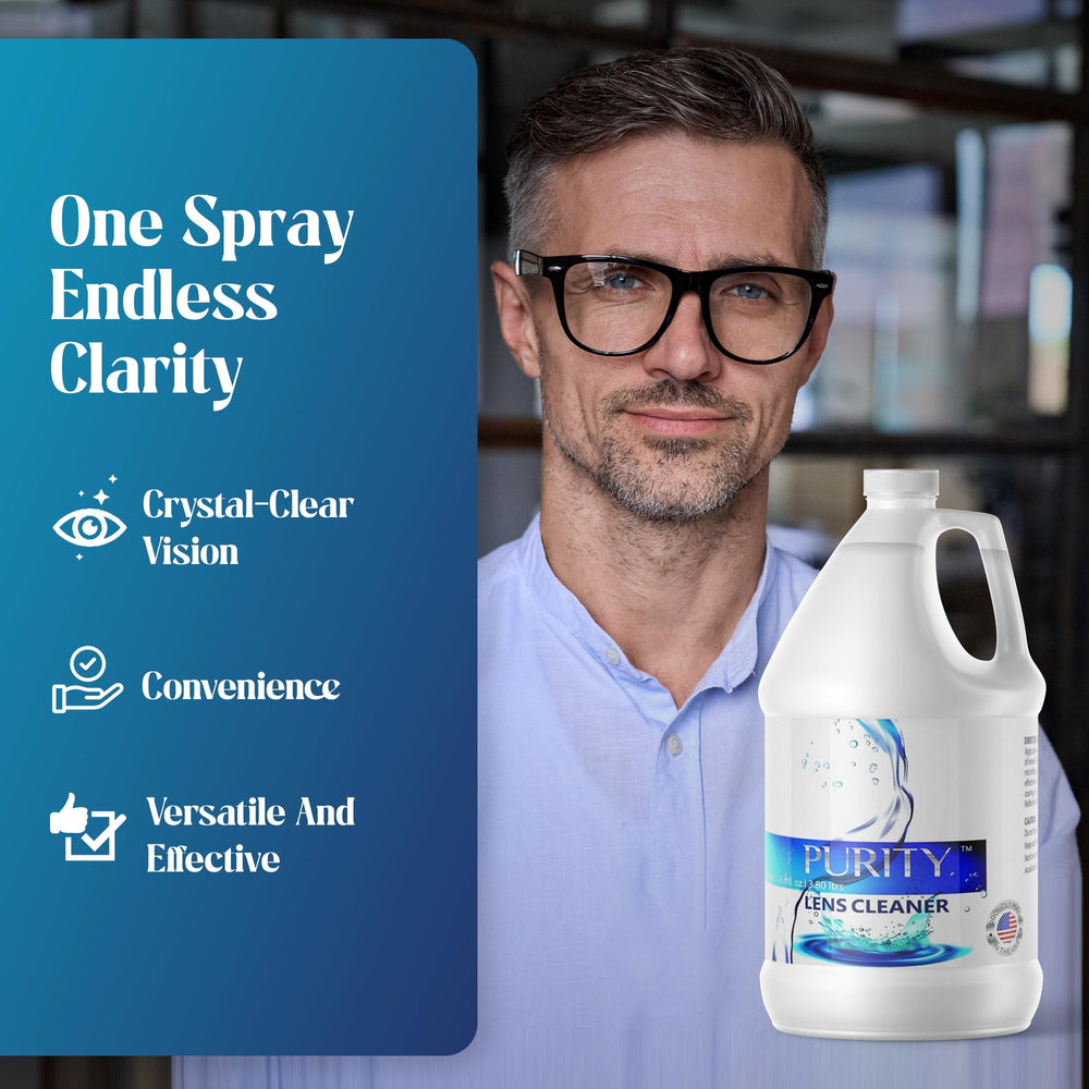 Purity Lens Cleaner product shot with clear liquid