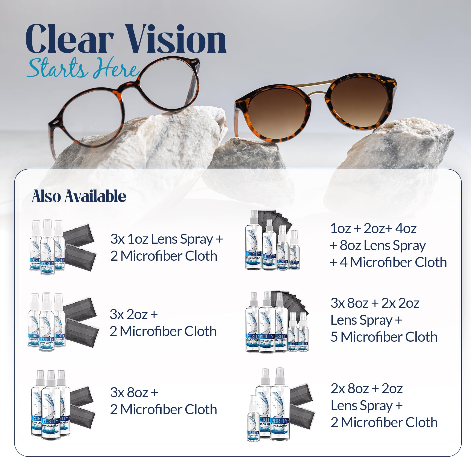 Eyeglasses and screens cleaned with Purity Lens Cleaner for clear vision