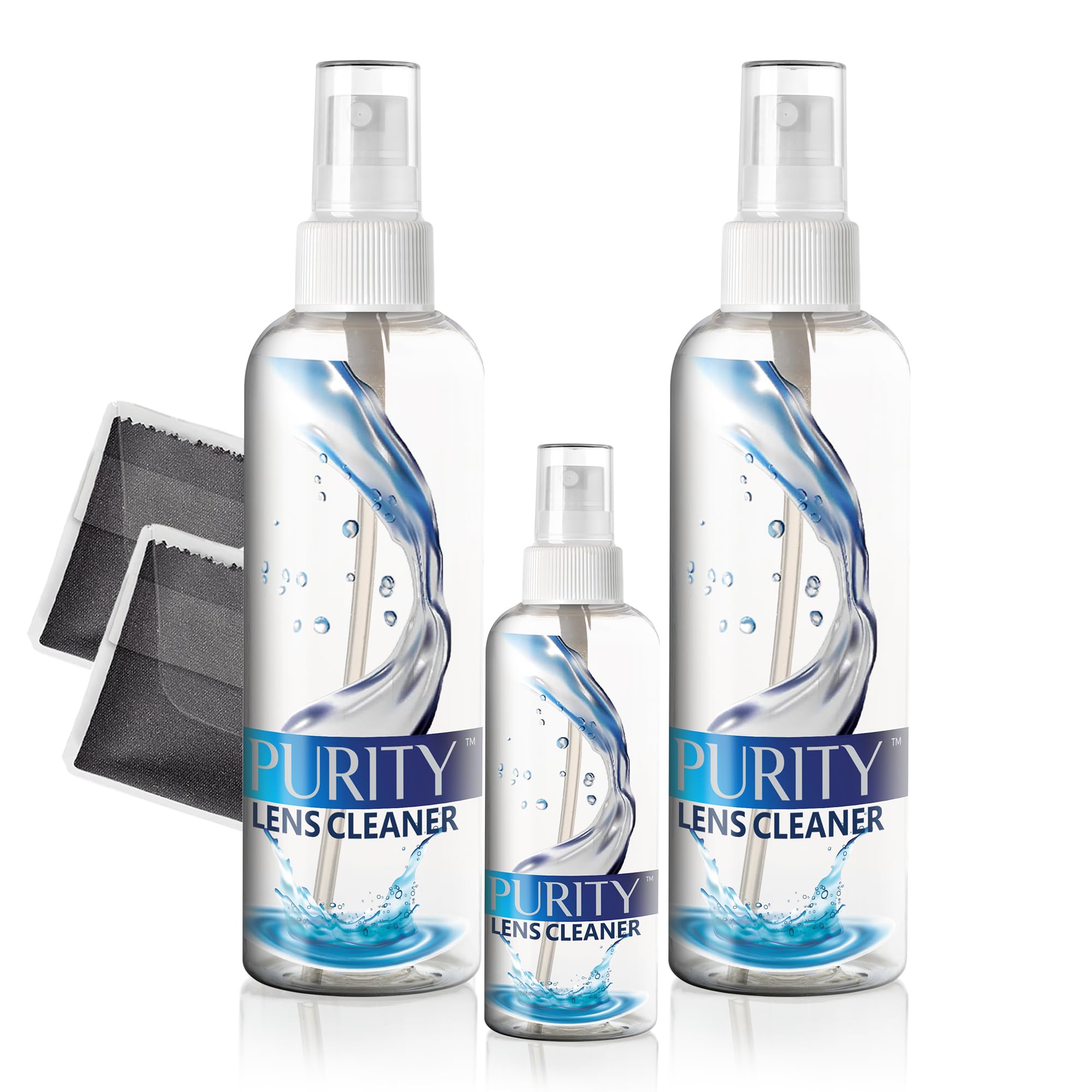 Purity Eyeglass Lens Cleaner Kit with 2x 8oz bottles and 1x 2oz spray
