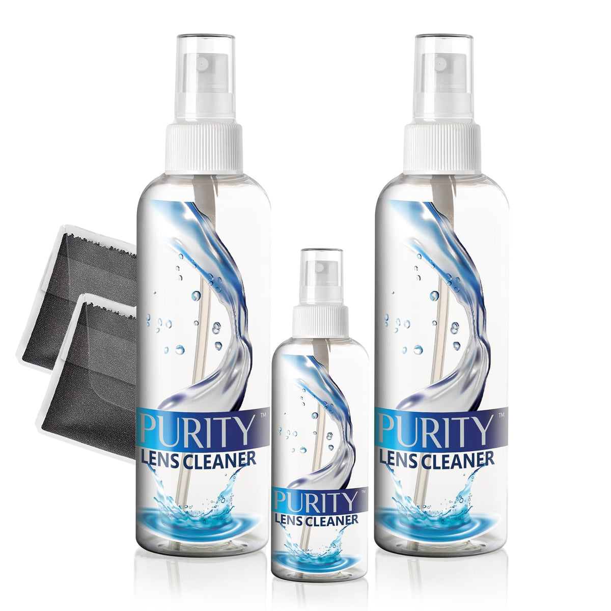 Purity Eyeglass Lens Cleaner Kit with 2x 8oz bottles and 1x 2oz spray